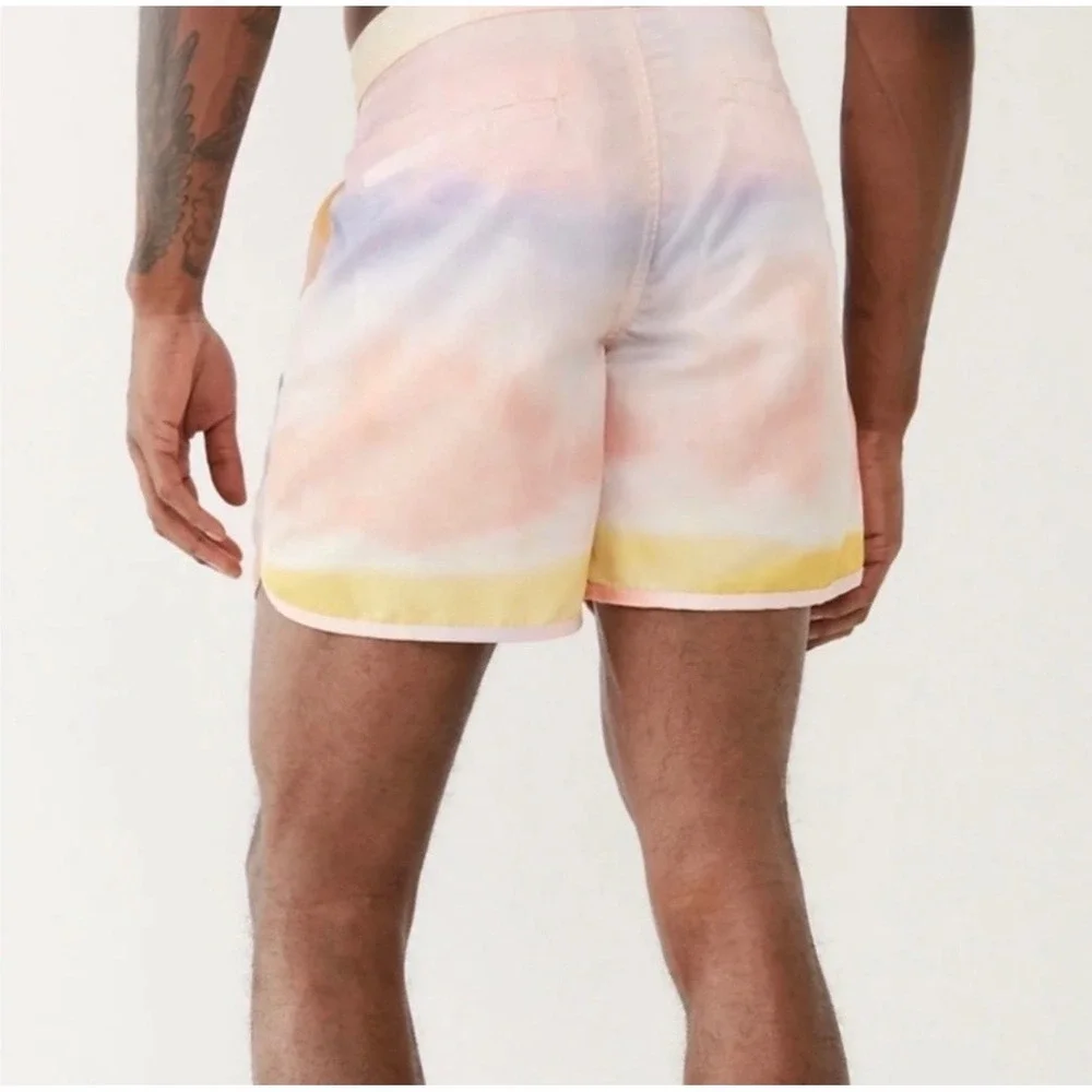 NWT True Religion‎ Ricky Relaxed Straight Tie Dye Swim Trunks Board Shorts Mens
